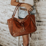 Cross Stitched Soft Leather Purse Tote