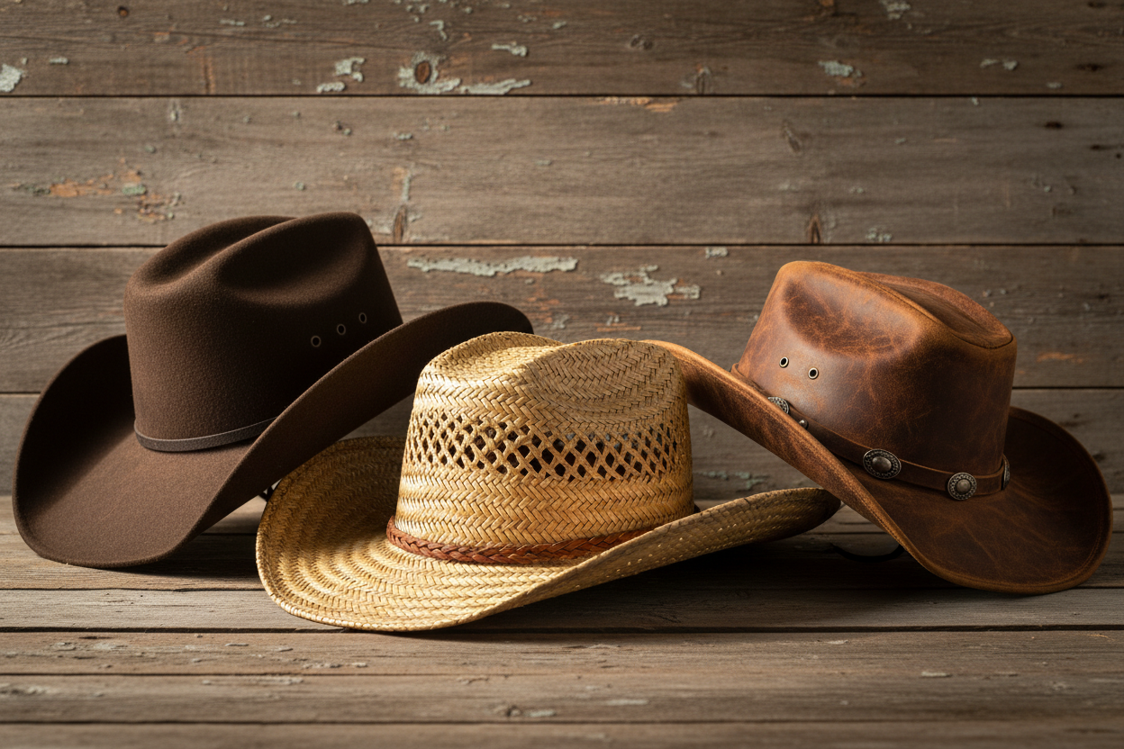 The Best Materials for Cowboy Hats: Felt vs. Straw vs. Leather