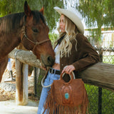 Sedona Tassle Bag In Saddle Brown