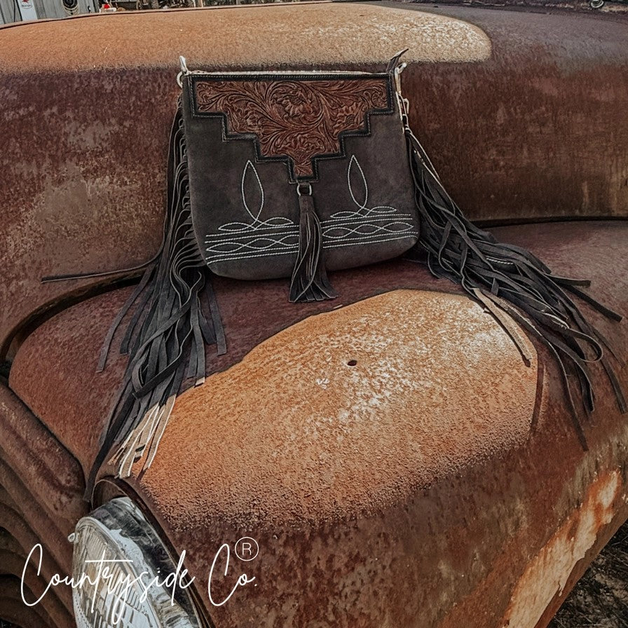 Boot Stitch Sued Leather Purse
