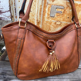 Cross Stitched Soft Leather Purse Tote