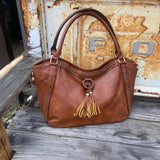 Cross Stitched Soft Leather Purse Tote