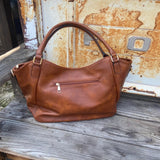 Cross Stitched Soft Leather Purse Tote