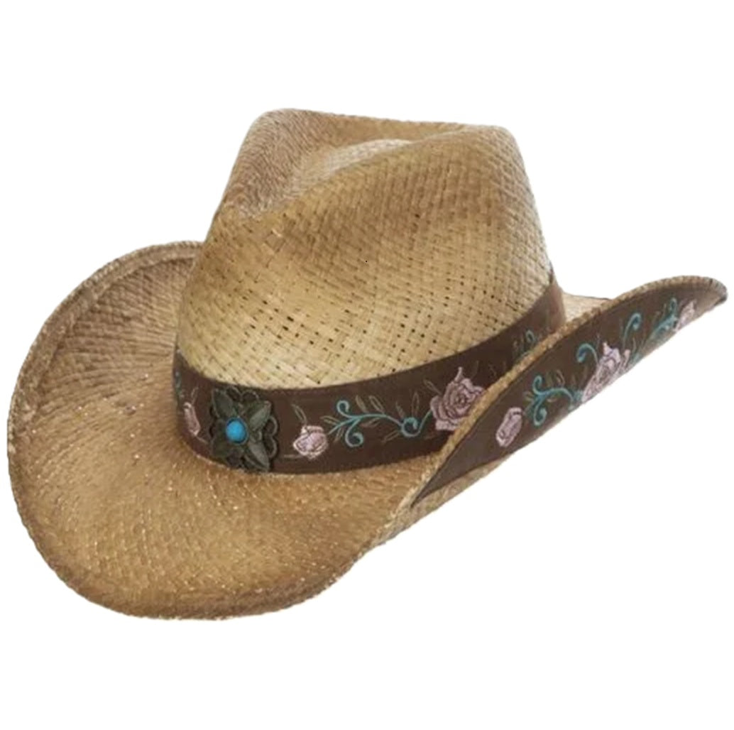 Women's Desert Rose Raffia Western Hat by Scala