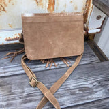Cowhide and Tan Suede Fringe Crossbody Purse
