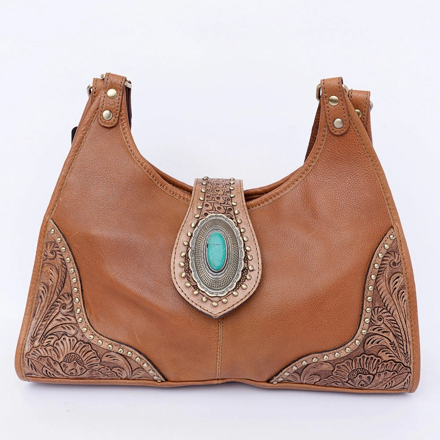 Genuine Leather Western Hobo Bag
