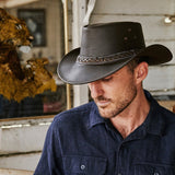Down Under Leather Hat Black
