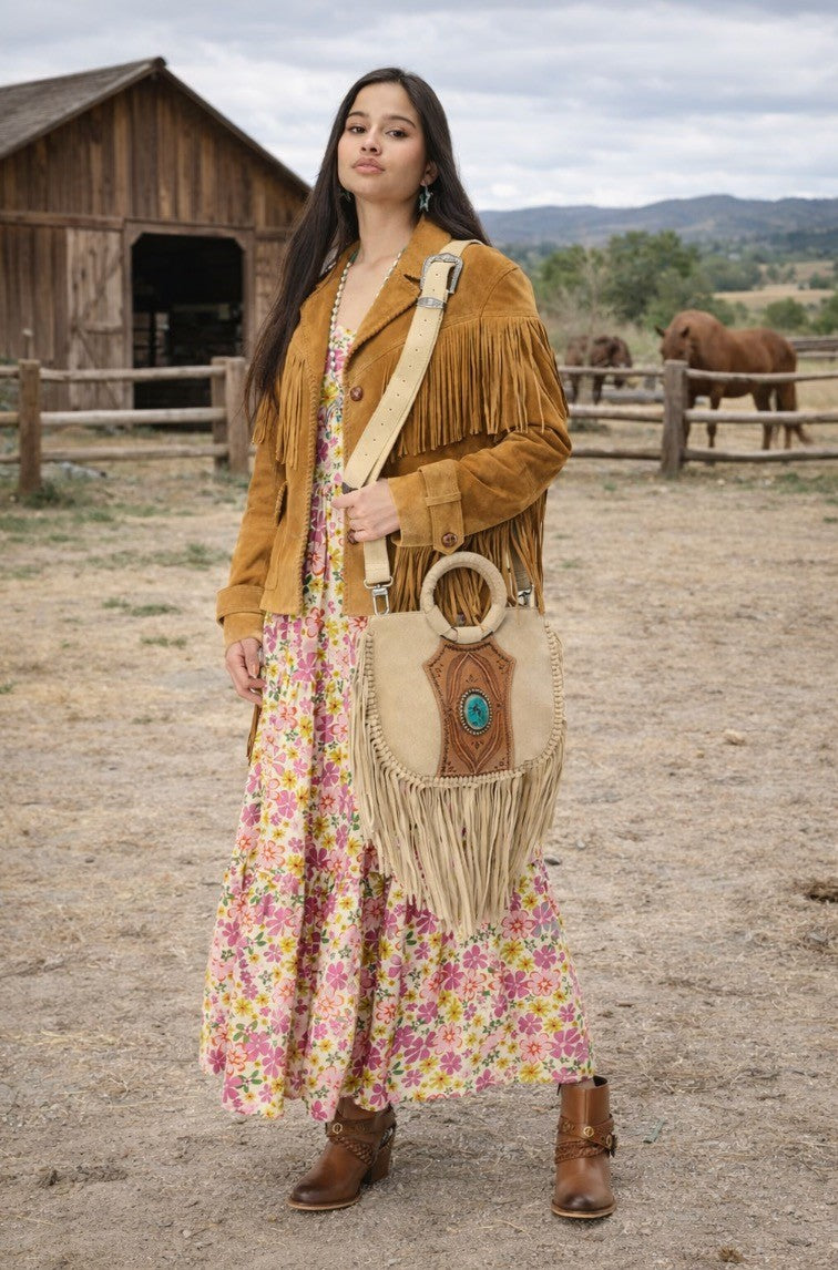 Sedona Tassle Bag in Suede Leather