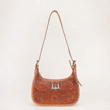 Dannia Medium Purse Brown Handtooled Leather and Calfskin