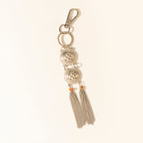 Duo Medallion Tassel Keychain in Nickel Steel