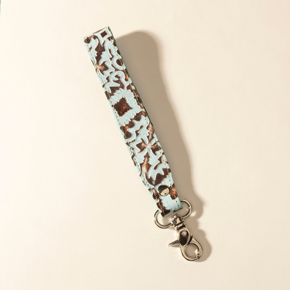 Bonnie Leather Keyfob in Denim Smoke