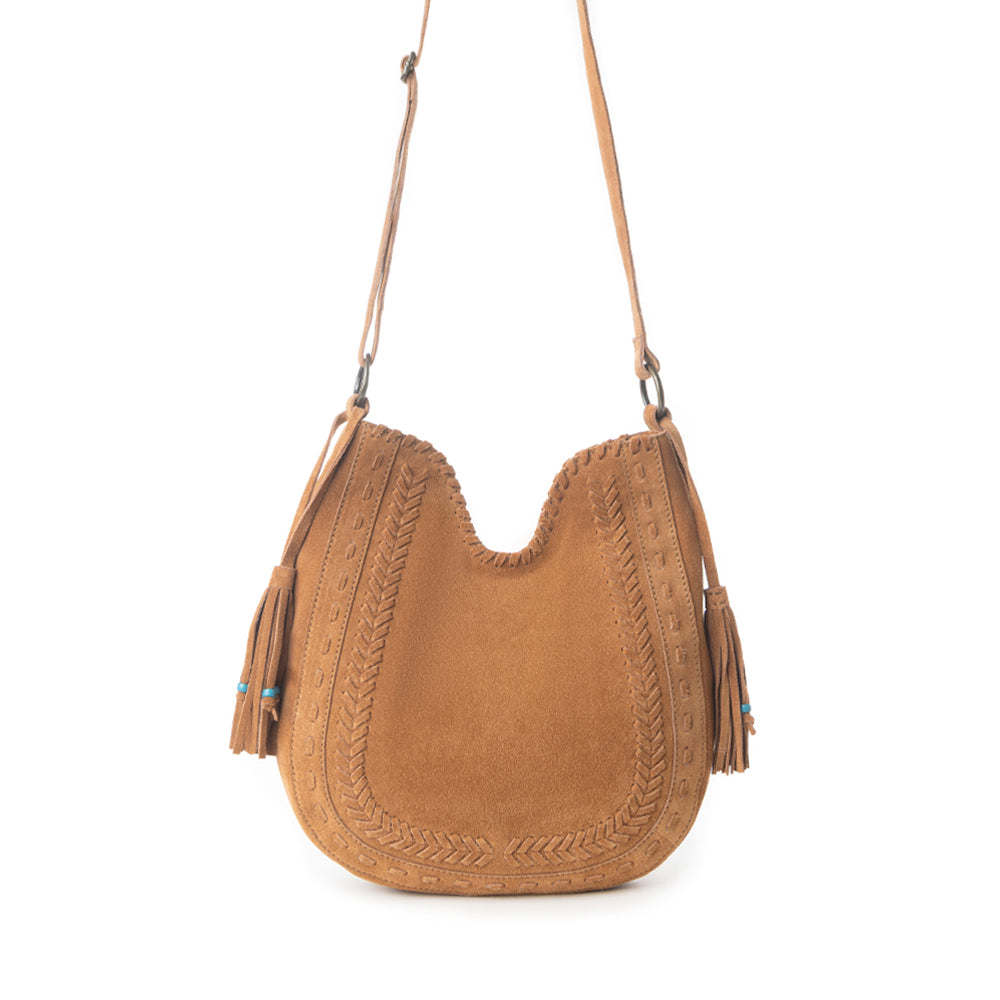 Savannah Sunset Fringed Leather Bag in Deep Mocha