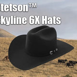 Black Stetson Western Hat: Skyline 6X Fur Felt