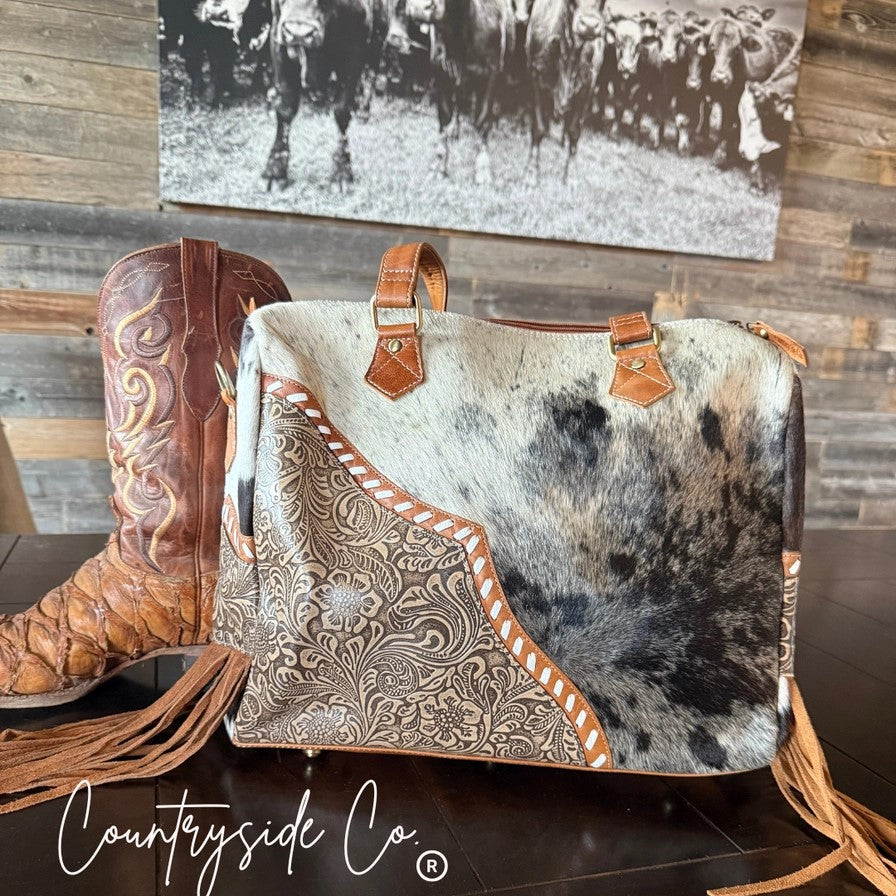 Tooled Leather Cowhide Western Statement Bag - Limited Edition