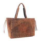 Yellowstone Legacy Studded Leather Tote in Amber