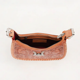 Dannia Medium Purse Brown Handtooled Leather and Calfskin